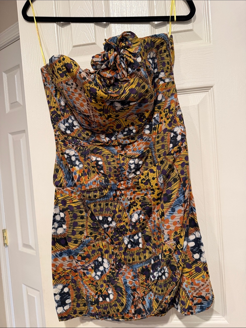 Catherine Malandrino Mustard & Multi Strapless Floral-Print Mini Dress